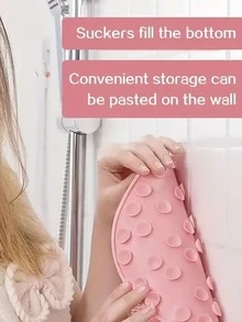 Treo tường Trở lại Chải , Gương sen Bàn chải chân , Silicone Tắm Mát xa Tấm lót Chải , Cốc hút , Phòng tắm Chân Máy chà sàn Đến Loại bỏ Da chết - Hồng - Xem 2
