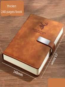 A5筆記本，超厚簡約商務日記本，每包1筆記本 - 棕色 - 查看 3