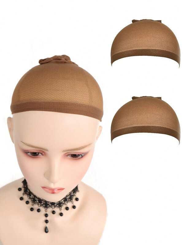 2 Packs Stocking Wigs Caps Stretch Nylon Wig Caps, Black Skin Tone