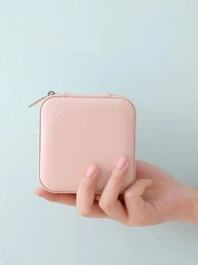 1pc Portable Travel Jewelry Storage Box, Jewelry Necklace Ring Organizing Case - Pink - View 10