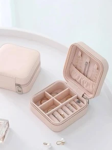 1pc Portable Travel Jewelry Storage Box, Jewelry Necklace Ring Organizing Case - Pink - View 8