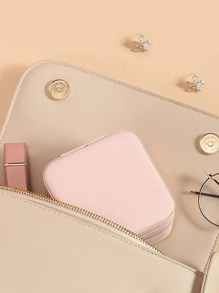 1pc Portable Travel Jewelry Storage Box, Jewelry Necklace Ring Organizing Case - Pink - View 2