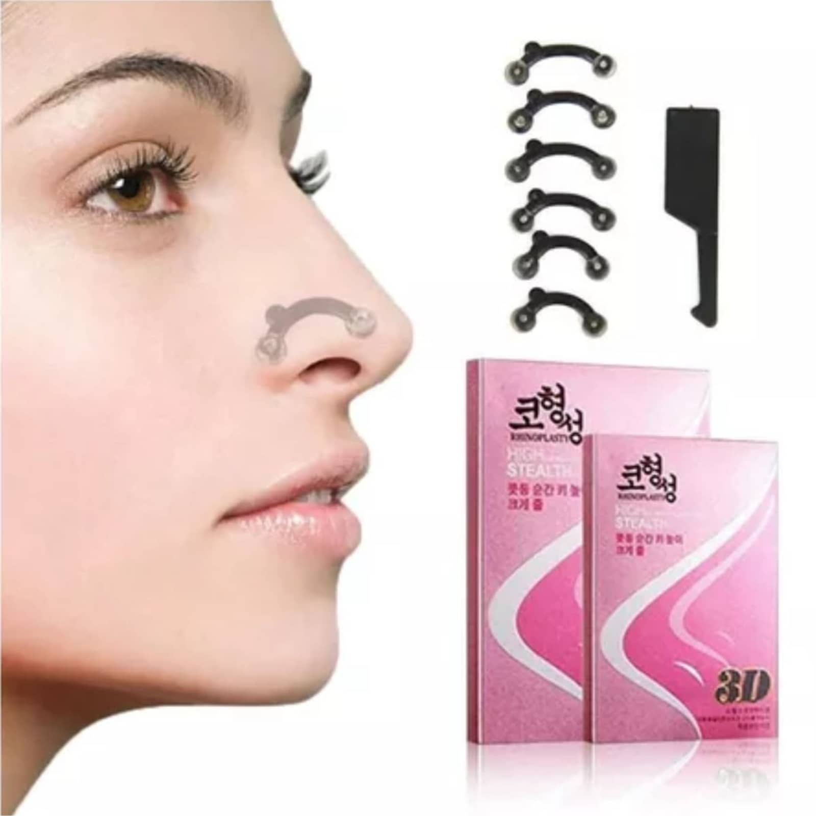 KKV SHOP Nariz invisible, nariz deformada, nariz hermosa - Negro - Ver 1