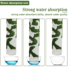 verde lavable en lavadora largo felpa de terciopelo con letra Alfombra de baño con absorción de agua , dulce estilo súper fibra Alfombra de baño , pie Almohadilla , Alfombra de puerta - Verde - Ver 3