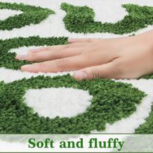 verde lavable en lavadora largo felpa de terciopelo con letra Alfombra de baño con absorción de agua , dulce estilo súper fibra Alfombra de baño , pie Almohadilla , Alfombra de puerta - Verde - Ver 2