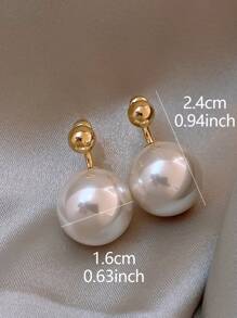 1pair Elegant And Luxurious Faux Pearl Women's Stud Earrings, Suitable For Daily Wear - Multicolor - View 6