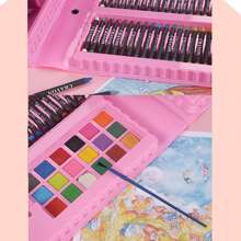 1套裝208入組英語藝術用品禮品帶繪畫畫架,包括染色鉛筆,蠟蠟筆,油畫棒,水彩鋼筆,完美適用於兒童 - 彩色 - 查看 4