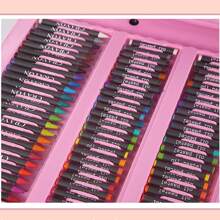 1套裝208入組英語藝術用品禮品帶繪畫畫架,包括染色鉛筆,蠟蠟筆,油畫棒,水彩鋼筆,完美適用於兒童 - 彩色 - 查看 3