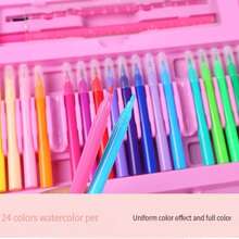 1套裝208入組英語藝術用品禮品帶繪畫畫架,包括染色鉛筆,蠟蠟筆,油畫棒,水彩鋼筆,完美適用於兒童 - 彩色 - 查看 8