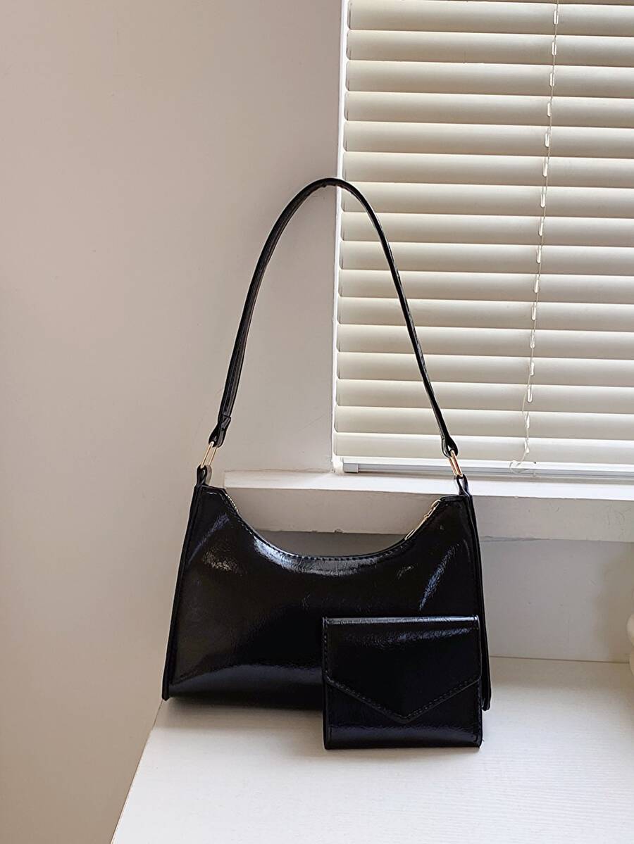 Dedoo 2入組/套時髦腋窩包帶皮夾