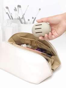 1pc Silicone Makeup Sponge Storage Case, Portable Makeup Sponge Holder Box With Dust-Proof Cover For Travel - Beige - View 2