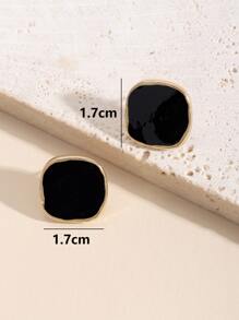 1 đôi Của Thời trang đơn giản Đen Hình vuông Hằng ngày Ngày đêm Người đi lại Bông tai stud - màu đen - Xem 5