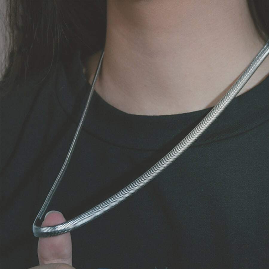 1入組嘻哈龐克不銹鋼女士項鍊 - 銀色 - 查看 1