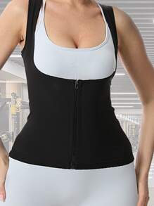 Mồ hôi Áo vest Tắm hơi Mồ hôi Bộ đồ Đối với phụ nữ Tắm hơi Áo sơ mi Với dây kéo Áo Shapewear Huấn luyện viên vòng eo Áo nịt ngực - Hồng - Xem 7