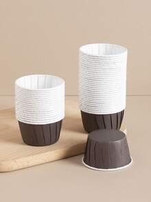 50pcs Dark Grey Muffin Cups, Simple Disposable Cupcake Cups For Bakery - Multicolor - View 2