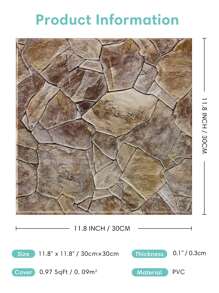 1入組3D石頭牆拼塊棕色的剝和棒牆瓷磚廚房瓷磚更厚牆貼防水和耐熱浴室客廳臥室點綴牆內部墻面裝飾 - 棕色 - 查看 8
