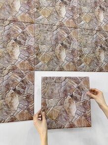 1入組3D石頭牆拼塊棕色的剝和棒牆瓷磚廚房瓷磚更厚牆貼防水和耐熱浴室客廳臥室點綴牆內部墻面裝飾 - 棕色 - 查看 1