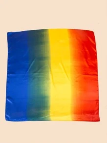 1pc Rainbow Colored Georgette Square Scarf Headband Shawl - Multicolor - View 4