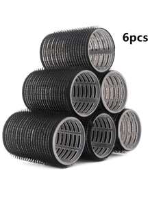 发卷，6 件卷发器，大号卷发器，适合长发、中发、短发、浓密、细发、刘海，自握式无热卷发器，发卷套装，发卷，无热卷发，卷发器，理发店美发产品及配件，美容旅行必备品，返校，旅行度假必备品，女士发饰 - 黑色 - 查看 1