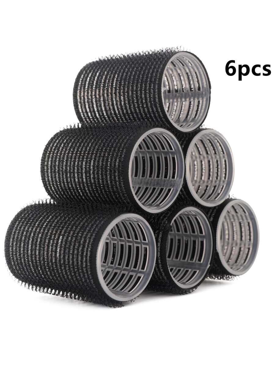 发卷，6 件卷发器，大号卷发器，适合长发、中发、短发、浓密、细发、刘海，自握式无热卷发器，发卷套装，发卷，无热卷发，卷发器，理发店美发产品及配件，美容旅行必备品，返校，旅行度假必备品，女士发饰 - 黑色 - 查看 1