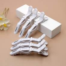 6pcs Hairdressing Salon Hair Styling Sectioning Clips, Including Positioning Clips, Alligator Hair Clips, Long Clips And Crocodile Clips - White - View 1