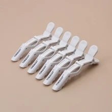 6pcs Hairdressing Salon Hair Styling Sectioning Clips, Including Positioning Clips, Alligator Hair Clips, Long Clips And Crocodile Clips - White - View 4