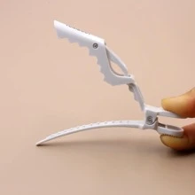 6pcs Hairdressing Salon Hair Styling Sectioning Clips, Including Positioning Clips, Alligator Hair Clips, Long Clips And Crocodile Clips - White - View 3