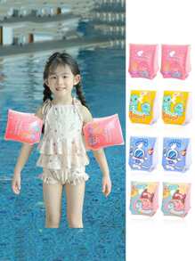 Cartoon Mermaid Design Swimming Arm Floats - Pink - View 1