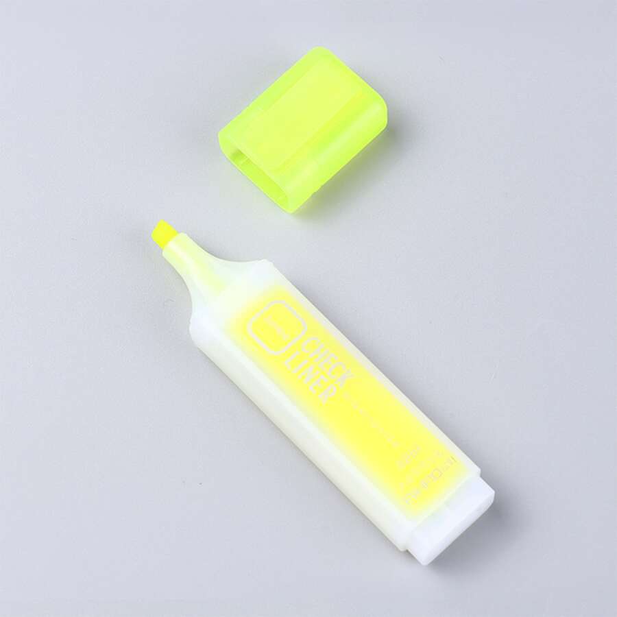 1pc Yellow Creative Highlighter Pen, Suitable For Students To Highlight And Mark Lines - Yellow - View 1