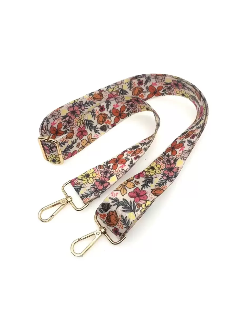 Alça de bolsa com padrão floral estilo boêmio, alça de substituição para bolsa feminina, alça de ombro ajustável, tiracolo para aliviar a carga - Multicolorido - Ver 1