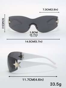1pair Women Star Decor Wrap Y2K Fashion Glasses For Outdoor - 灰色 - 查看 4