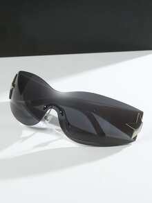 1pair Women Star Decor Wrap Y2K Fashion Glasses For Outdoor - 灰色 - 查看 2