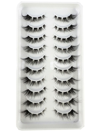 HBZGTLAD 10 أزواج من رموش صناعية شبه طبيعية من الفرو الصناعي ذات شريط شفاف غير مرئي