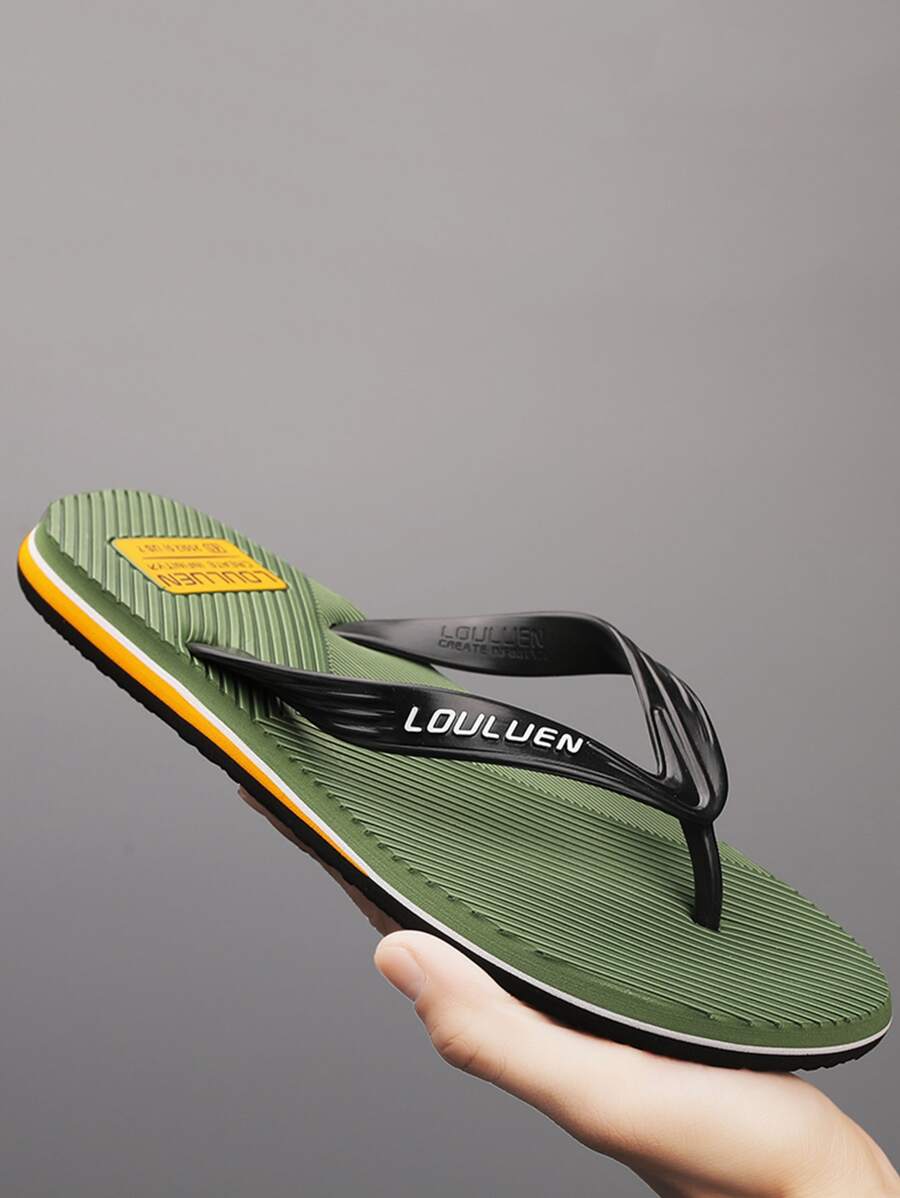 Nam Mùa hè Dép đi trong nhà , Chống trượt Đế mềm Bền chặt Thoải mái Đối với Trong nhà Và Ngoài trời Mặc , bờ biển - xanh quân đội - Xem 1