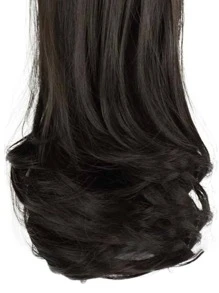 馬尾接發 15寸爪形髮夾 小馬尾辮波浪合成自然假髮女式發片 - 棕色 - 查看 4