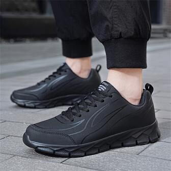 男士極簡風格前綁帶跑步鞋,運動運動鞋