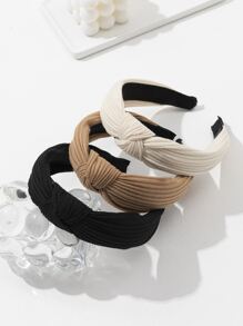 3pcs Women Solid Knot Decor Casual Headband For Daily Life,Hairband,Hair Hoop Headbands Hair Accessories Head Accessories - Multicolor - View 1