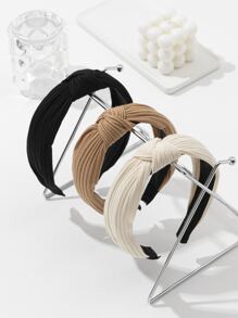3pcs Women Solid Knot Decor Casual Headband For Daily Life,Hairband,Hair Hoop Headbands Hair Accessories Head Accessories - Multicolor - View 2