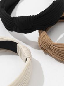 3pcs Women Solid Knot Decor Casual Headband For Daily Life,Hairband,Hair Hoop Headbands Hair Accessories Head Accessories - Multicolor - View 3