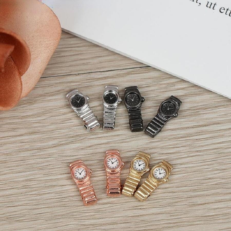 1:12 Scale Miniature Watch Multiple Colour for Dollhouse Decor Mini Furniture Toy Accessories - Rose Gold - View 1