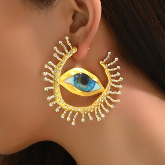 1對時髦水鑽眼睛設計耳環適用於假期和日常穿著