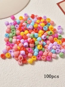 100入組素色髮珠 - 彩色 - 查看 2