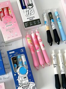 3pcs Đơn giản Bút Gel Bộ Màu hồng Đào Phi hành gia Không gian Du lịch Mềm mại Giữ 0.5mm Bút bi Đen Màu sắc Ink - Nhiều màu - Xem 2