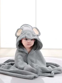 Toalla de Baño para Bebé,con Diseño de Elefante Gato Perro Animado, de Secado Rápido y Suave para Niños - Gris - Ver 2