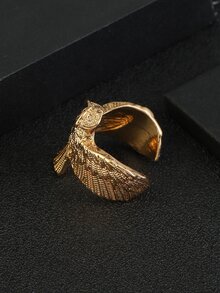 復古男士別緻貓頭鷹形狀戒指 - 金黃色 - 查看 3