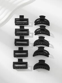 10 Cái/bộ Nhiều Màu Cổ Điển Màu Sữa Vuông Hình Mặt Trăng Vuốt Tóc Thông Thường - màu đen - Xem 1