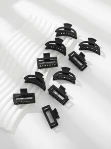 10 Cái/bộ Nhiều Màu Cổ Điển Màu Sữa Vuông Hình Mặt Trăng Vuốt Tóc Thông Thường - màu đen - Xem 3