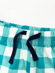 男小童卡通圖案T恤和雙色格子短褲 - 彩色 - 查看 6