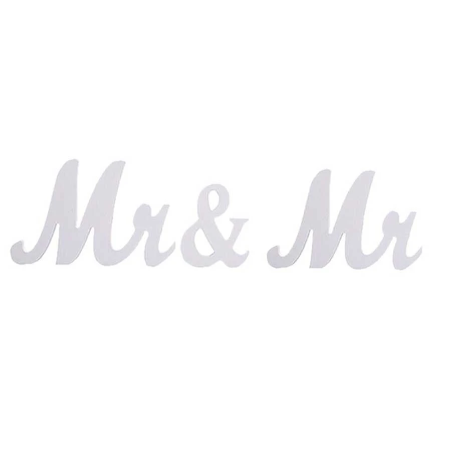Wooden Mr And Mr Letter Wedding Props Wedding Table Ornaments Anniversary Party Valentine Day Decorations White MR & MR