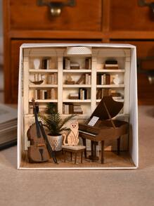 1set Wood Miniature House Puzzle Craft - Multicolor - View 4